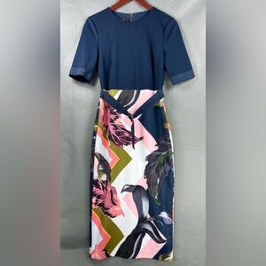 Ted Baker London Navy and Multicolor Dress